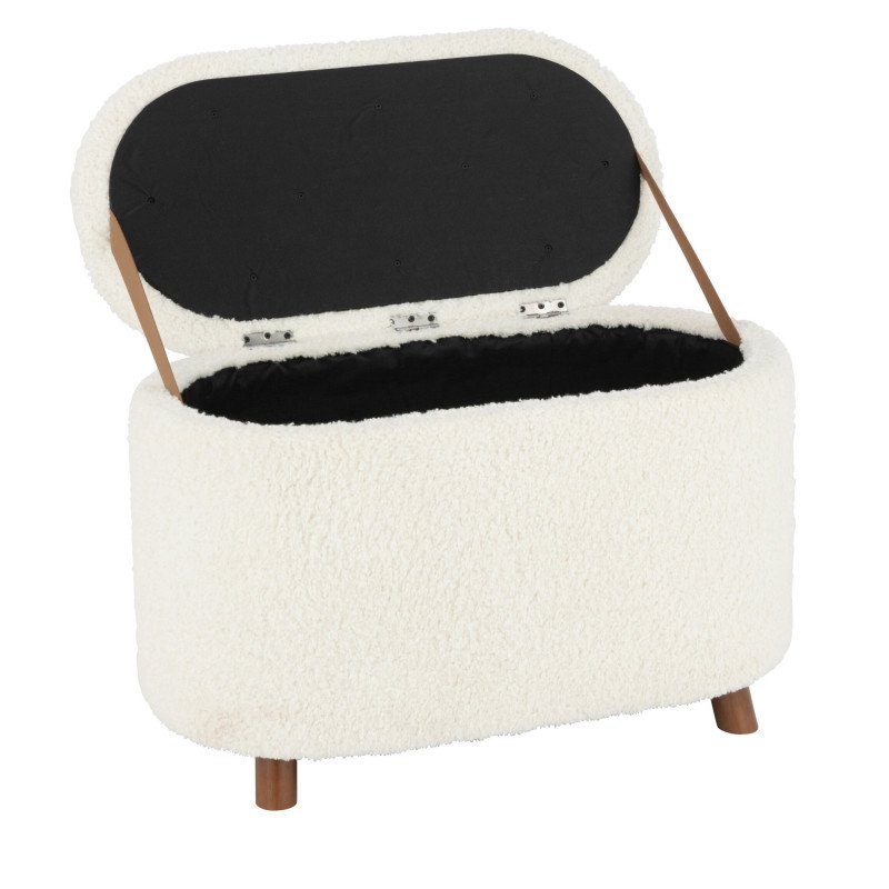 Pouf ovale avec coffre en tissu bouclé ZIKY