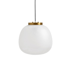 Suspension 40cm verre blanc laiton ADELINA