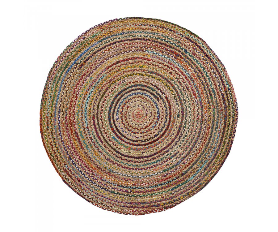Tapis rond jute multicolor MYRSA - 100cm