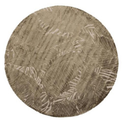 Tapis rond 200cm motifs feuilles en tissu marron NAVA