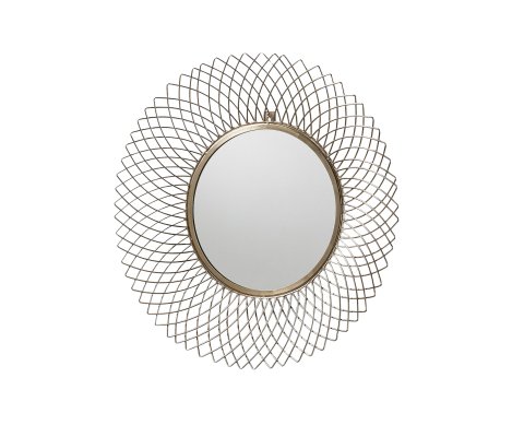 Miroir rond design 65cm en métal doré BEMINE