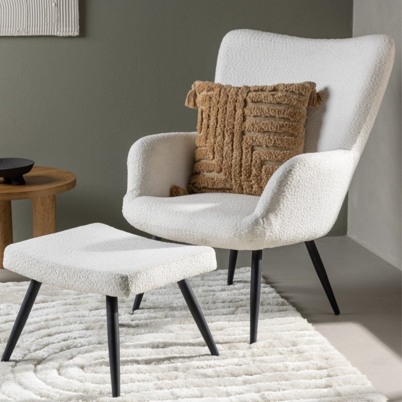 Fauteuil en tissu polaire blanc COFIO