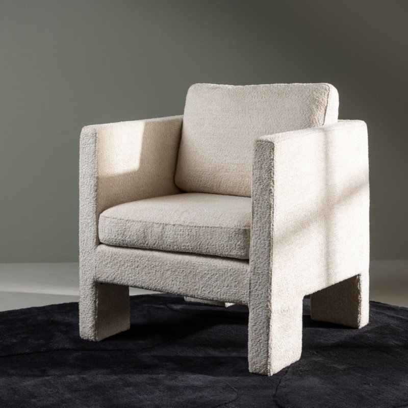 Fauteuil en tissu polaire beige RAZA