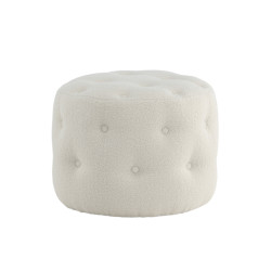 Pouf en tissu bouclé blanc BEGIA