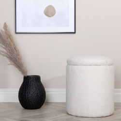 Pouf en tissu bouclé blanc LIPYA