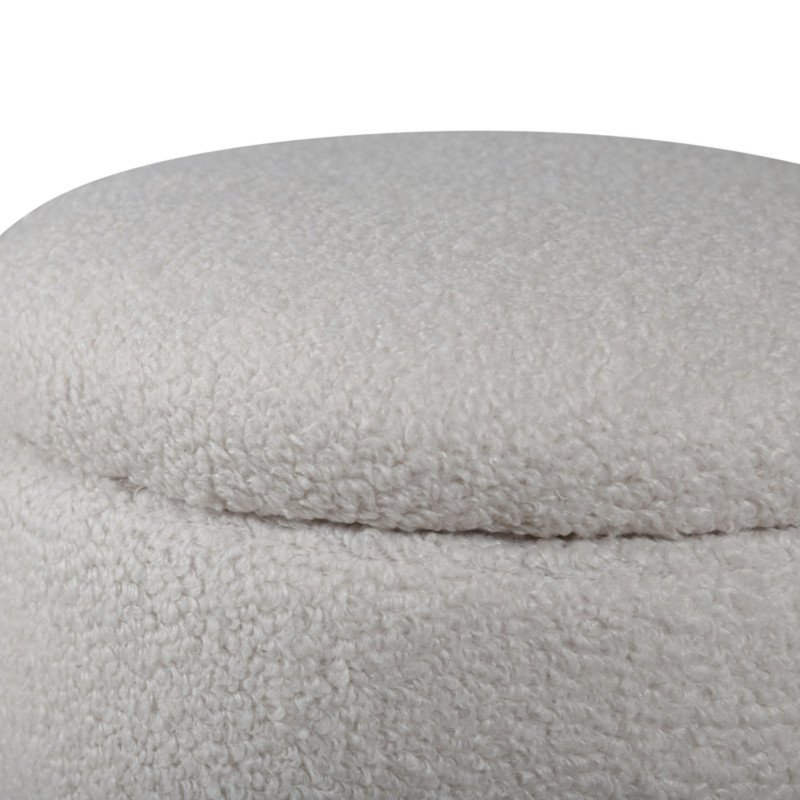 Pouf en tissu bouclé blanc LIPYA