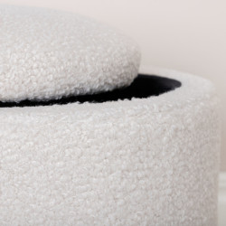 Pouf en tissu bouclé blanc LIPYA