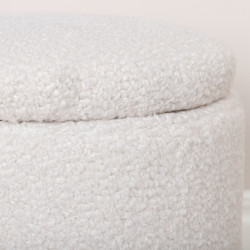 Pouf en tissu bouclé blanc LIPYA