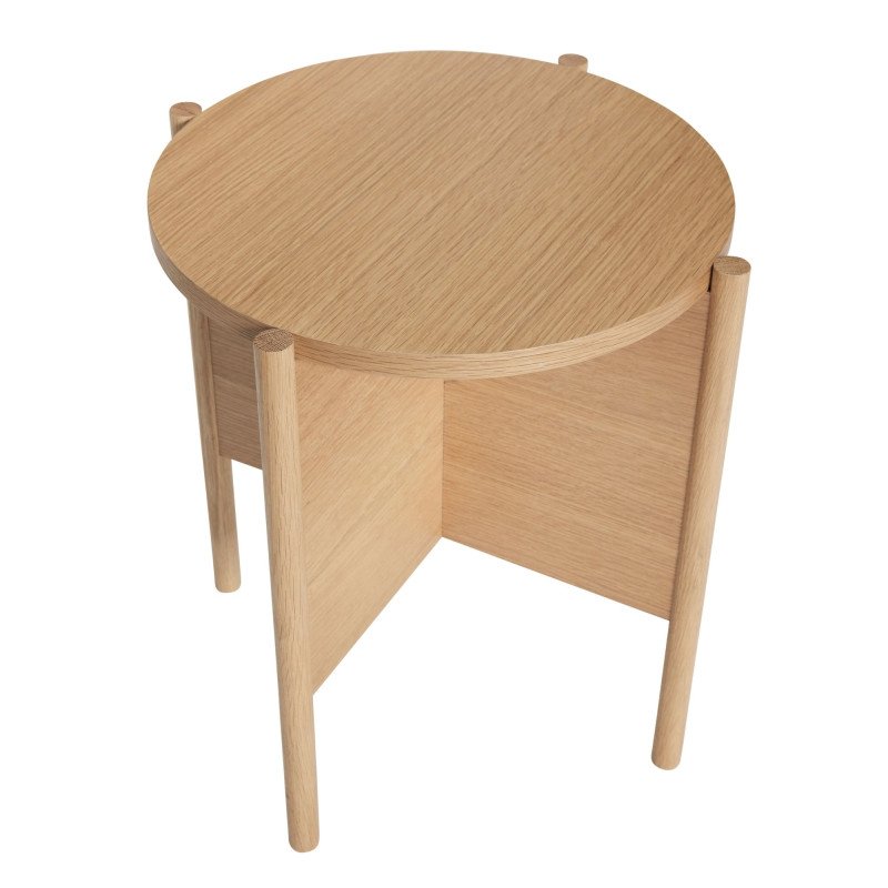 Table d'appoint ronde pieds en croix en bois HAZELA