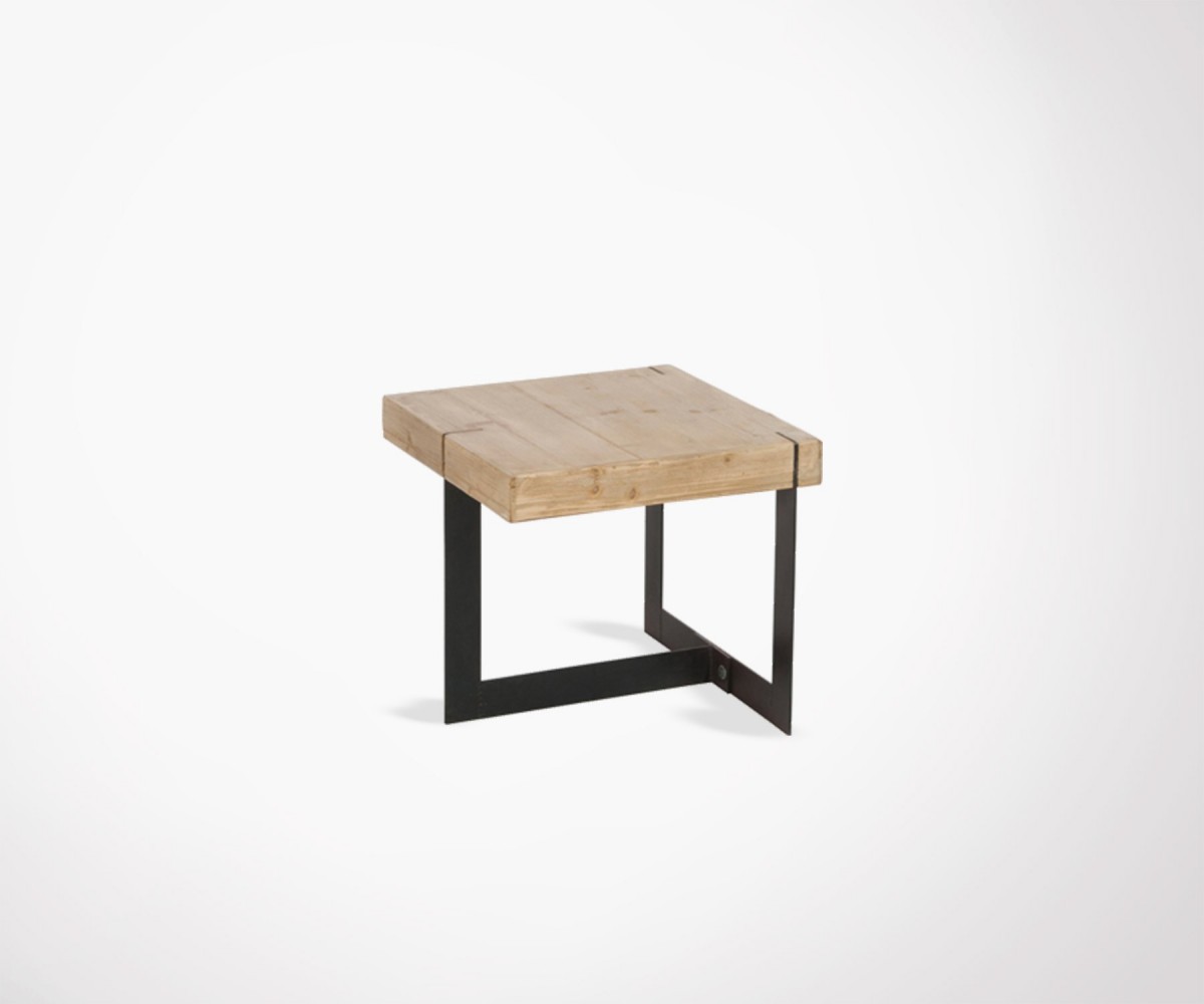 Petite table basse industrielle bois massif et métal marque Jline