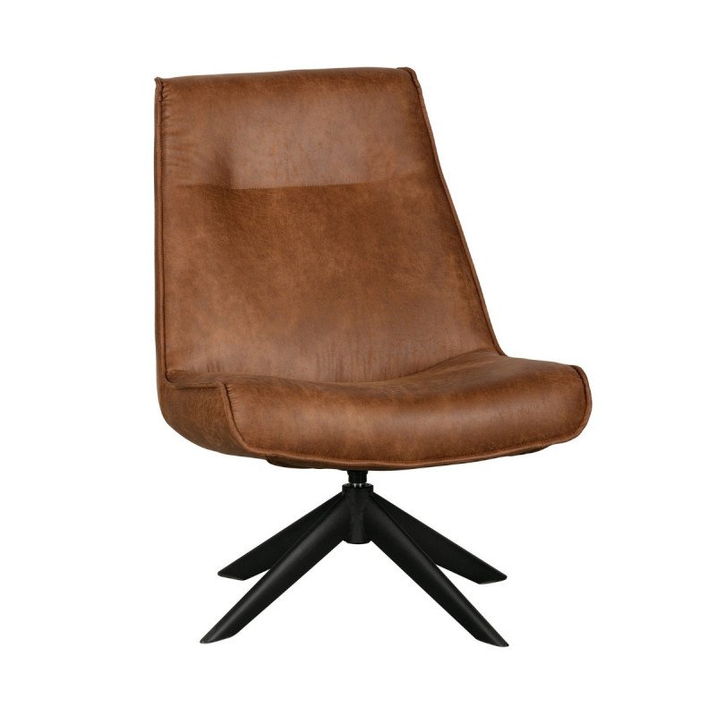 Fauteuil lounge style rétro en simili cognac FERNANDO, top tendance