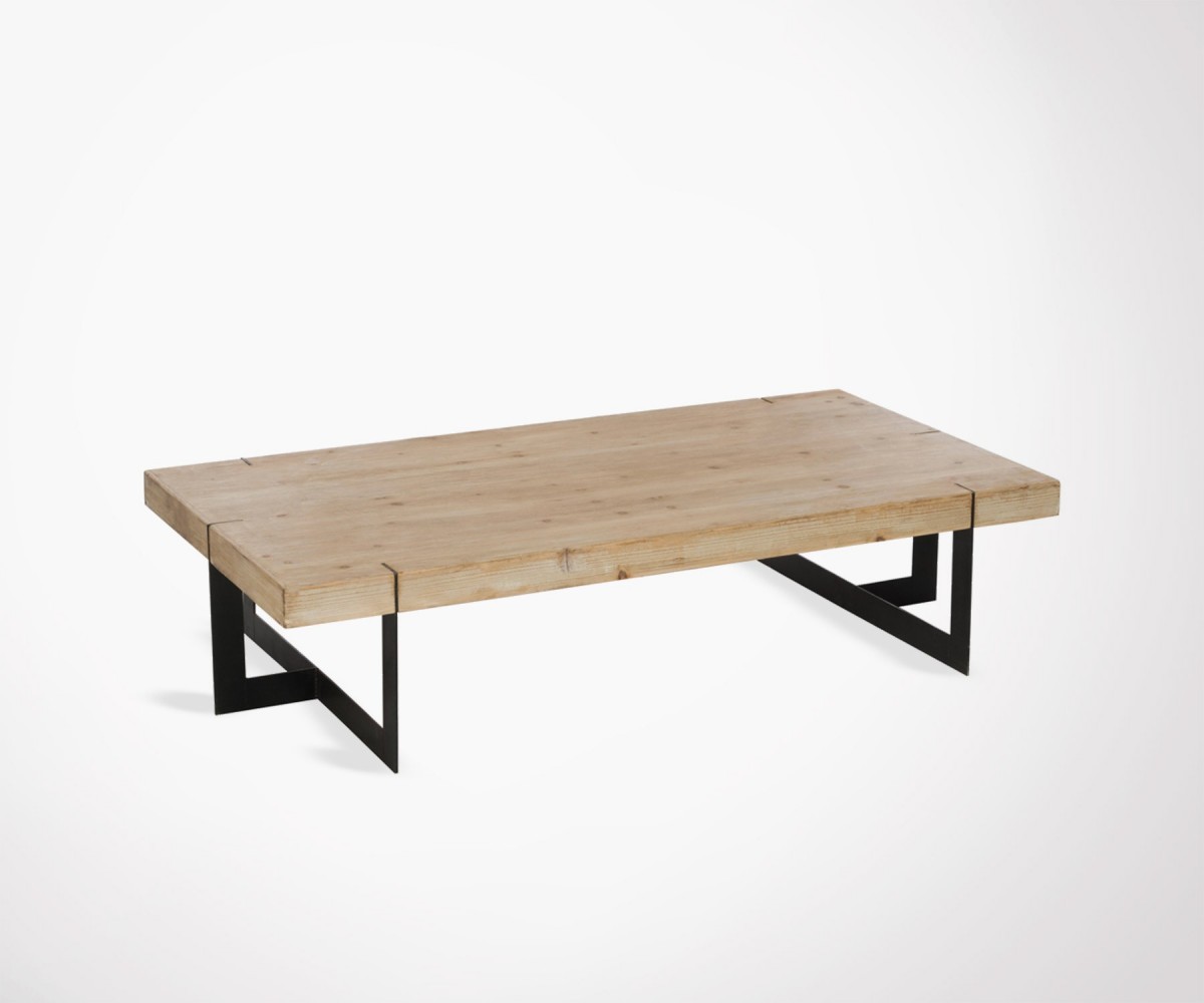 Basse Industriel Métal Table Bois 150cm Noir Grande Et Style Massif J3Tu15lKcF