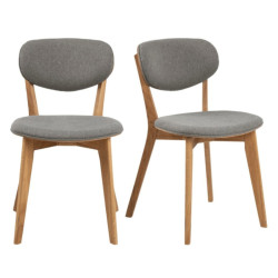 Lot de 2 chaises en bois assise rembourrée grise MINNIE