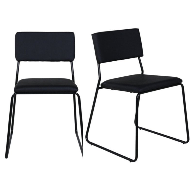 Lot de 2 chaises en simili noir PIZAKA