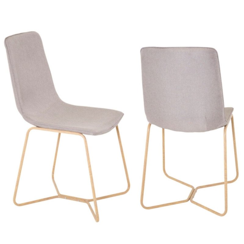 Lot de 2 chaises en tissu beige pieds bois BUTLER