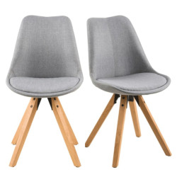 Lot de 2 chaises en tissu pieds bois style scandinave DIMY