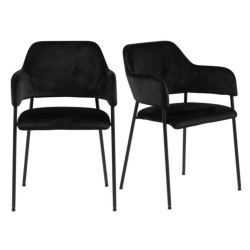 Lot de 2 chaises en velours noir avec accoudoirs LIMI