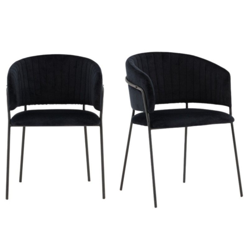 Lot de 2 chaises en velours noir MATIJA