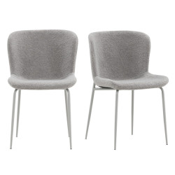 Lot de 2 chaises en tissu bouclé gris MELYO