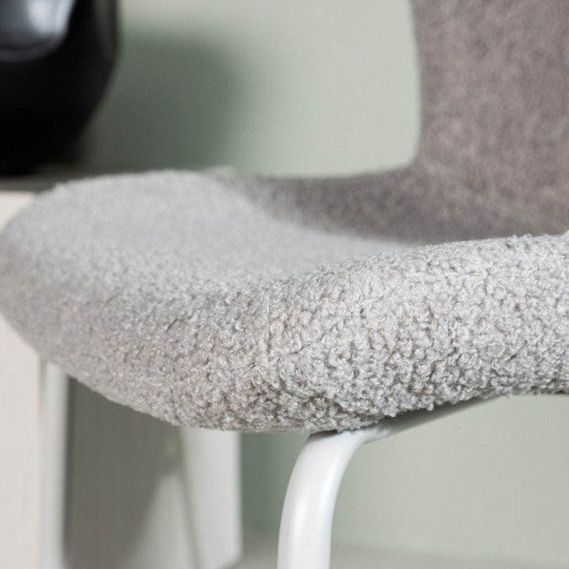 Lot de 2 chaises en tissu bouclé gris MELYO