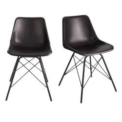 Lot de 2 chaises modernes en cuir noir OPERA