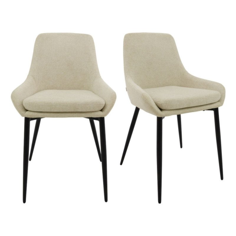 Lot de 2 chaises modernes en tissu rembourré LEANE