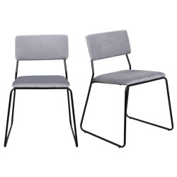 Lot de 2 chaises modernes en velours gris clair PIZAKA