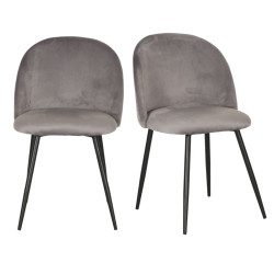 Duo de chaises modernes velours pieds métal JUNIA, 3 coloris dispos