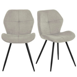 Lot de 2 chaises modernes en velours pieds noir PETRA