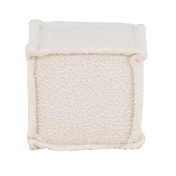 Pouf en tissu bouclé beige CASTYO