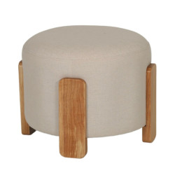 Pouf moderne en tissu et bois blanc CLOA