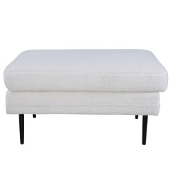 Pouf rectangulaire en tissu bouclé blanc ADRIAN