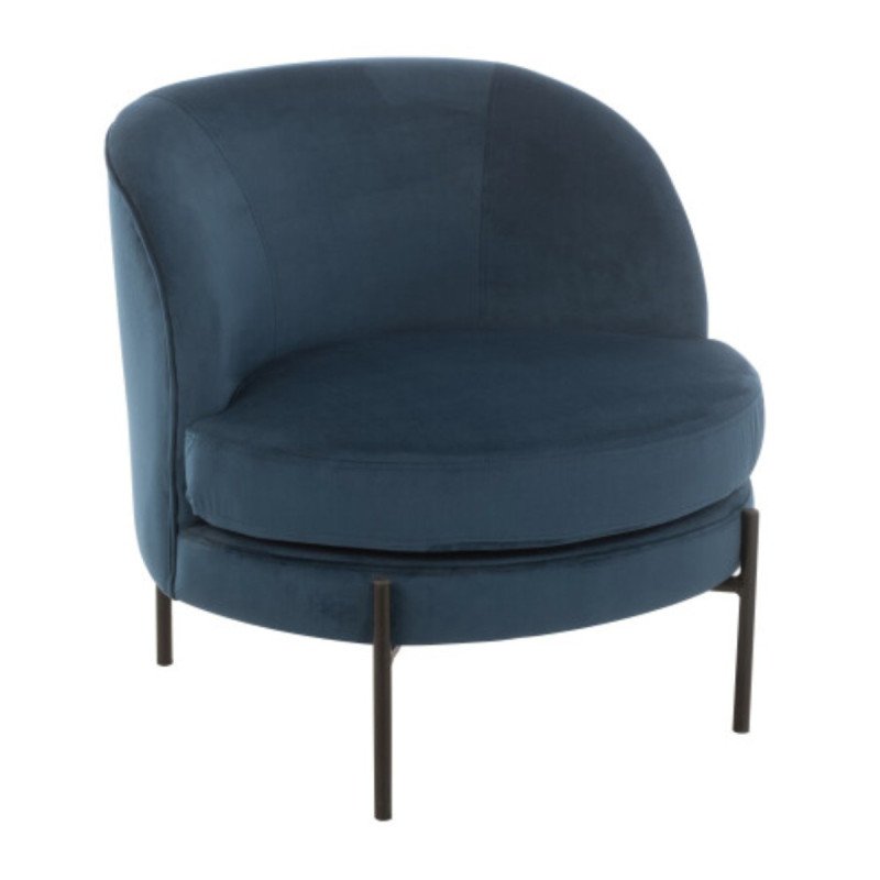 Fauteuil moderne arrondi en velours bleu TOOX