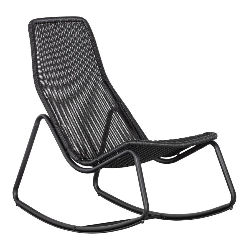 Fauteuil à bascule noir en rotin ARI