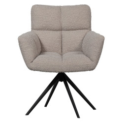 Chaise pivotante beige en tissu bouclé MYA