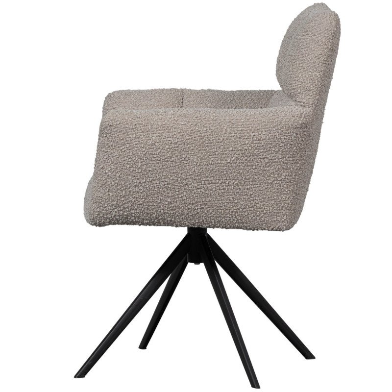 Chaise pivotante beige en tissu bouclé MYA