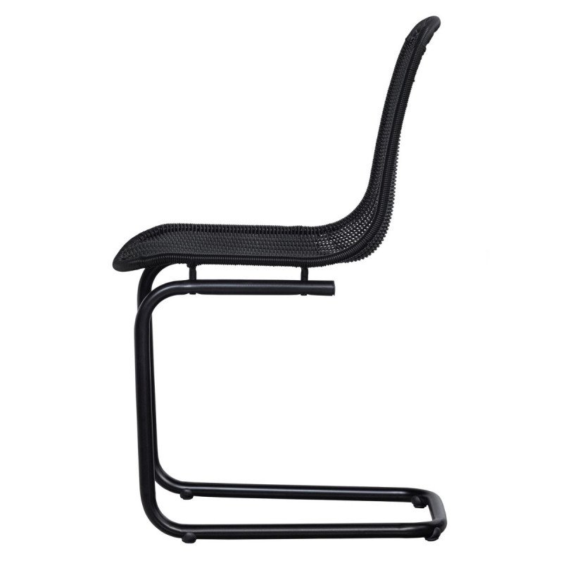 Chaise noire en rotin et métal LIV