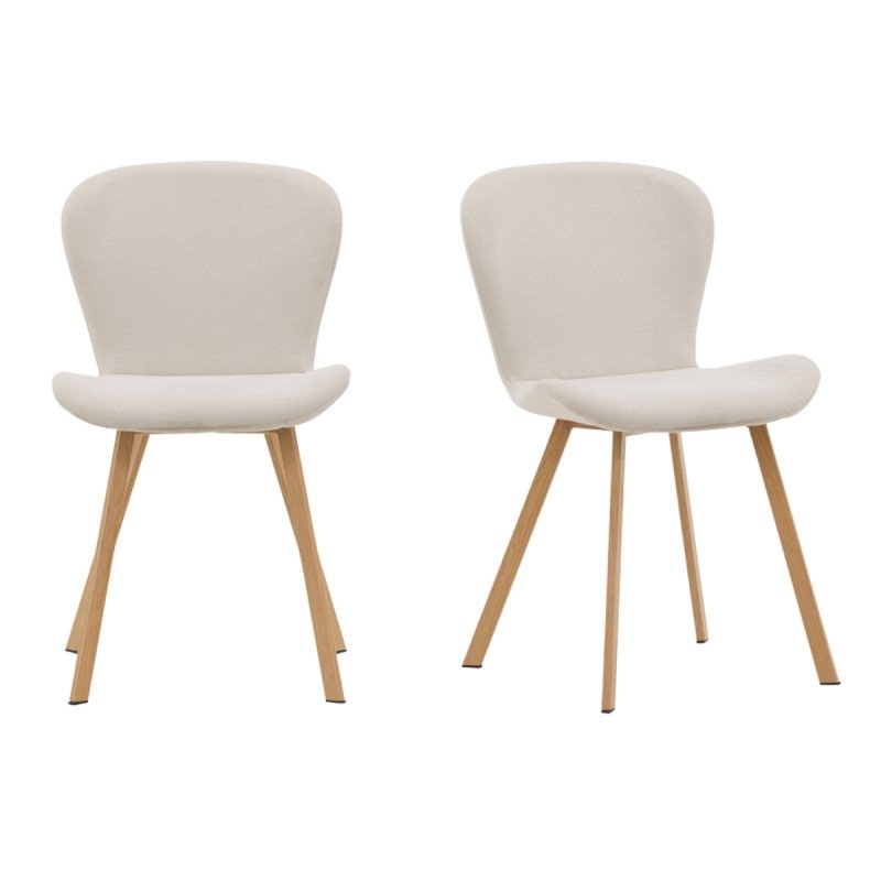 Lot de 2 chaises salle à manger en lin beige JOMY