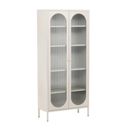 Buffet haut vitré en métal beige MALIG