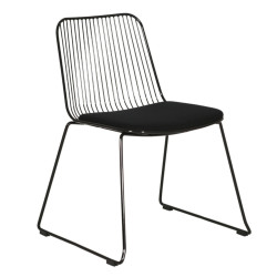 Chaise design en métal noir assise rembourrée ROMIE