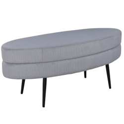 Banc oval tendance en velours côtelé gris LOSTO