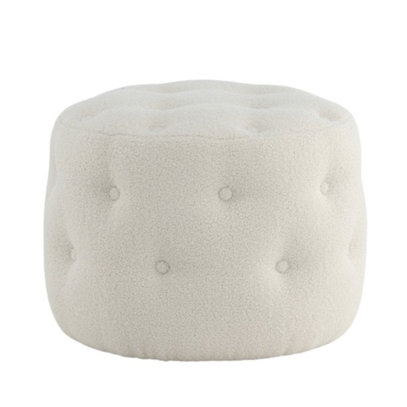 Pouf en tissu bouclé blanc BEGIA