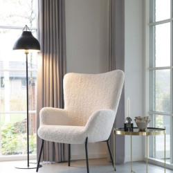 Fauteuil nordique en tissu bouclé haut dossier NIETO