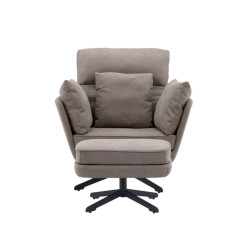 Fauteuil avec repose pieds en tissu gris MADRA