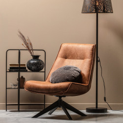 Fauteuil lounge style rétro en simili cognac FERNANDO, top tendance