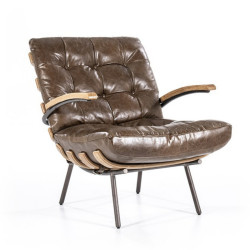 Fauteuil rétro en cuir matelassé YOP, 3 coloris disponibles