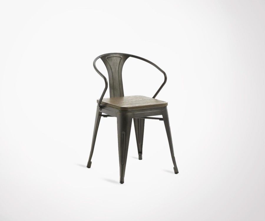 Chaise bras métal graphite bambou GIBSON