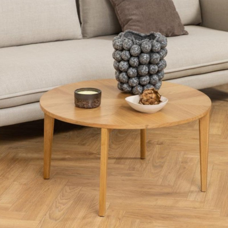 Table basse ronde minimaliste en bois clair LAUZIA