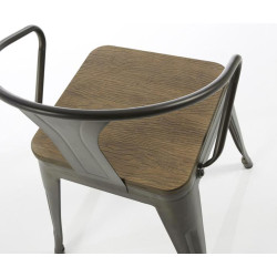 Chaise bras métal graphite bambou GIBSON