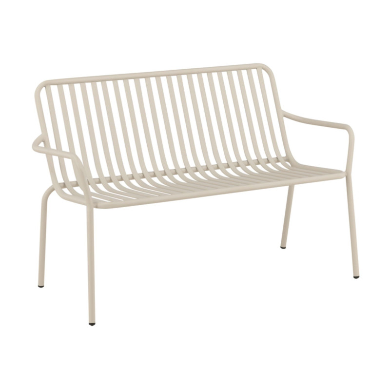 Banc minimaliste en métal KINIO - Noir, Beige